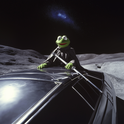 Kermit as Darth Vader on Moon