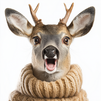 Surprised Deer in Fall Attire