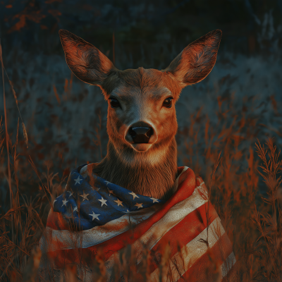 Deer with American Flag