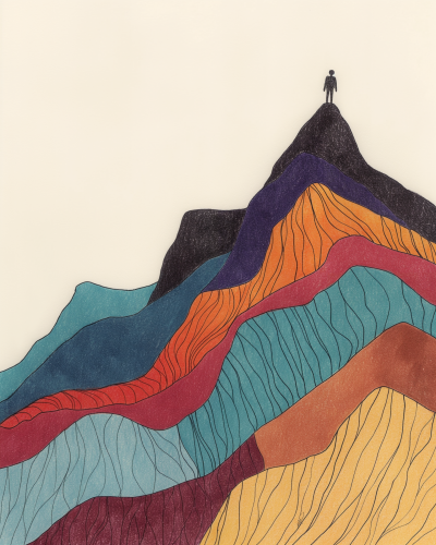 Abstract Person Reaching Mountain Top