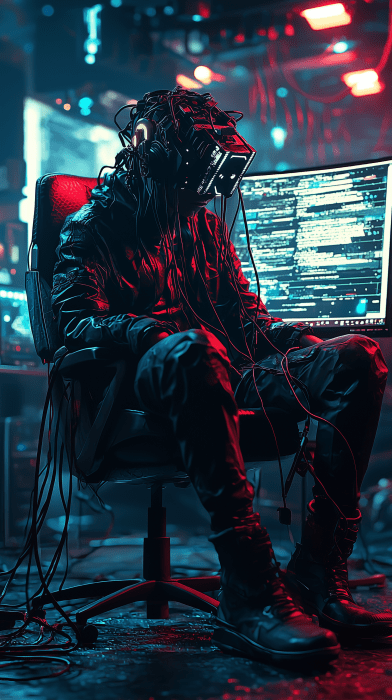 Cyberpunk Hacker in a Chair