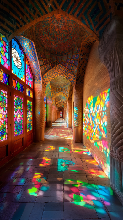 Colorful Hallway of Historical Mosque