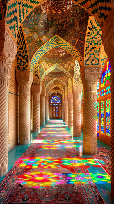 Colorful Hallway in a Mosque