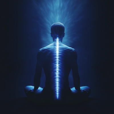 Symmetric Man with Glowing Spine