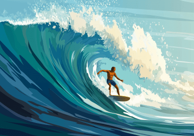 Surfer in the Wave