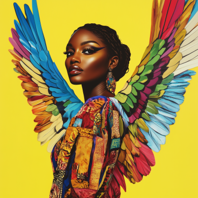 Brown Skin Woman with Wings