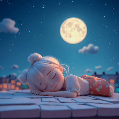 Sleeping Girl on Rooftop