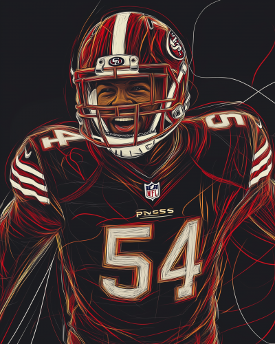 Abstract Joyful Drawing of a Football Player