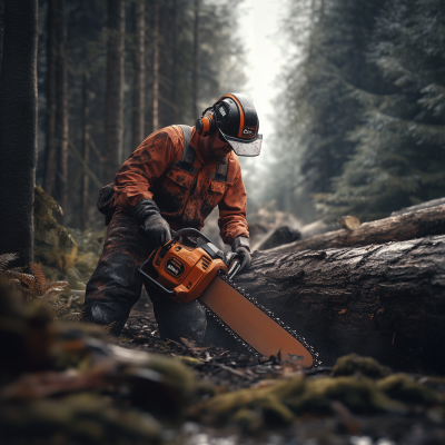 Forestry Worker in Action