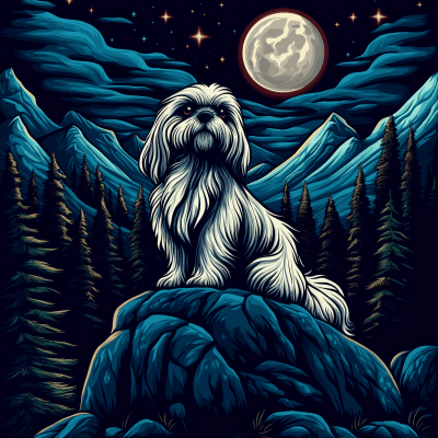 Shih Tzu Under the Moonlight