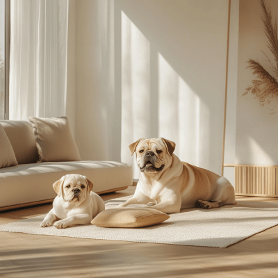 Happy Dogs in Minimalist Apartment