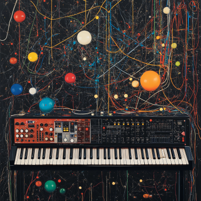 Cosmic Piano with Synthesizer Cables