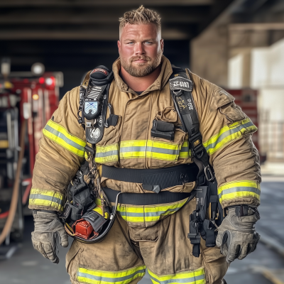 Powerlifter in Firefighter Gear