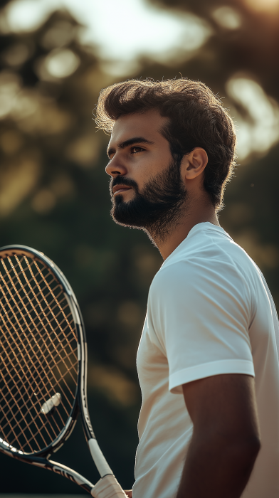 Tennis Player Preparing to Receive Serve
