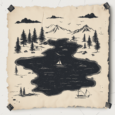 Vintage Lake Map Design