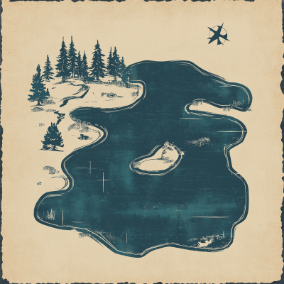 Vintage Lake Map Design