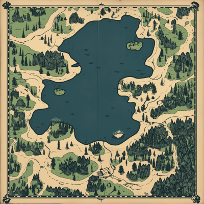 Vintage Lake Map Design