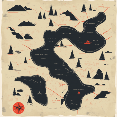 Vintage Lake Map Design