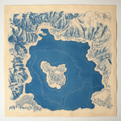 Screenprinted Lake Map Design