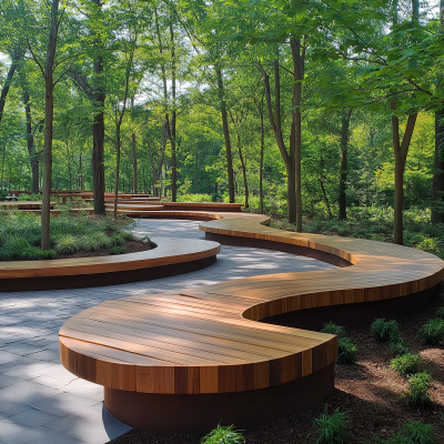 Wooded Park Platform Seating