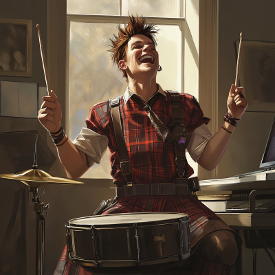 Joyful Young Man in Kilt