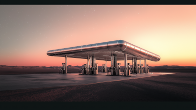 Deserted Gas Station at Dusk