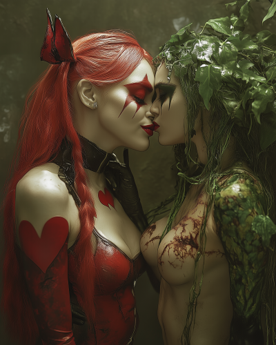 Harley Quinn Kissing Poison Ivy