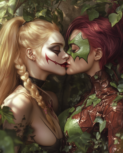 Harley Quinn Kissing Poison Ivy