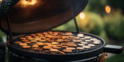 Open Kamado BBQ with Coins