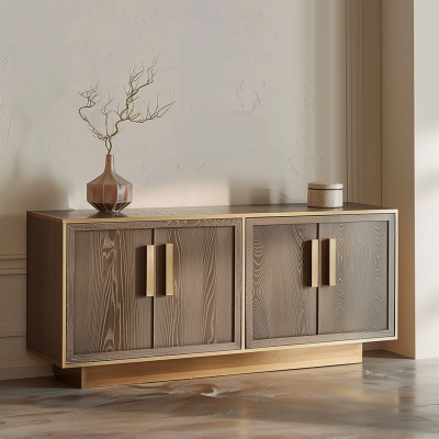 Two-Toned Dark Brown Credenza