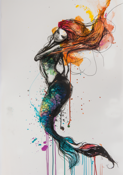 Colorful Mermaid Illustration