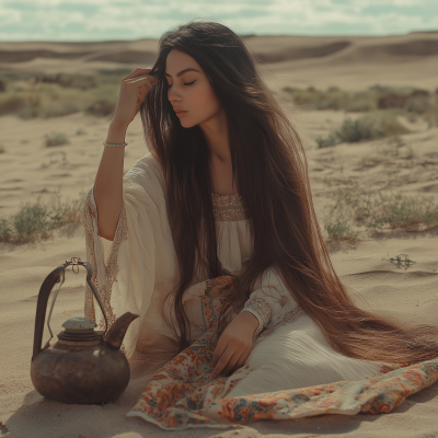 Azerbaijani Woman in Desert