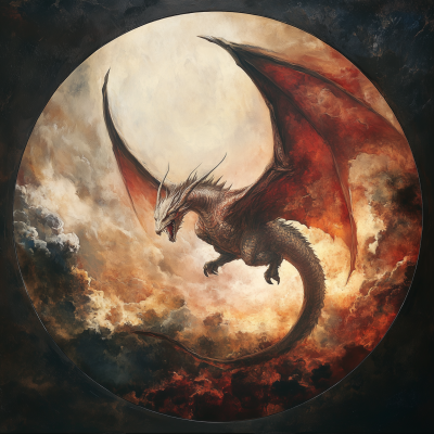 Fierce Dragon Circle Painting