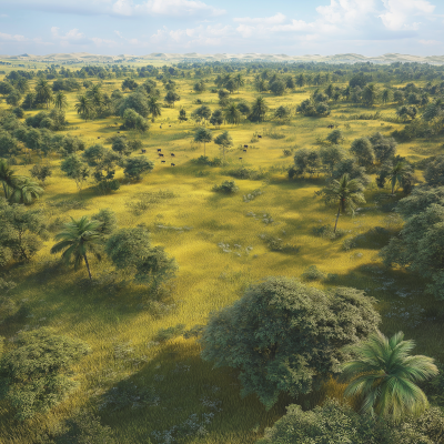 Aerial View of African Savanna