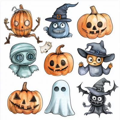 Cute Halloween Clipart Bundle