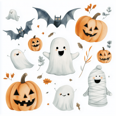 Cute Halloween Clipart Bundle