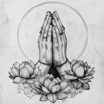 Praying Hands with Lotus