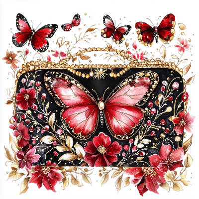 Winter Clutch with Butterflies