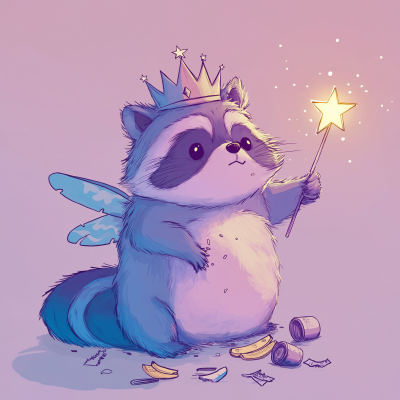 Chubby Raccoon with Crown