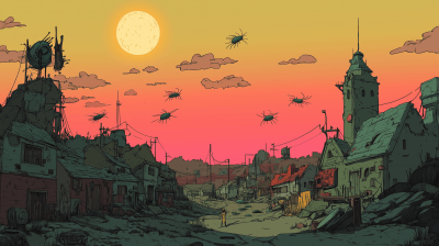 Radiated Cicadas in a Town