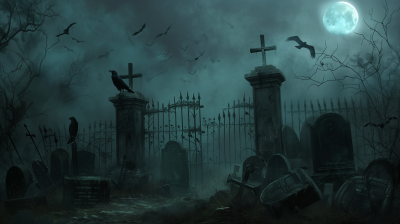 Mysterious Graveyard at Midnight