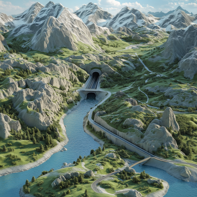 3D Mountain Landscape Map