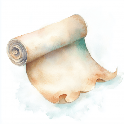 Watercolor Paper Scroll Illustration