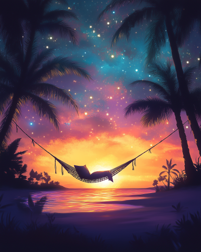 Hammock Under Starry Sky