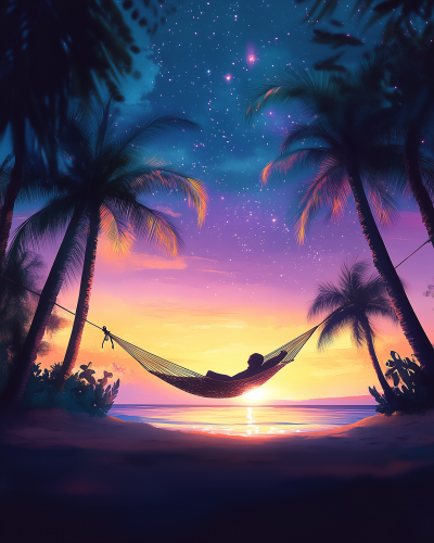 Hammock Under a Starry Sky