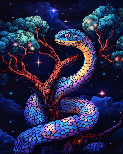 Mystical Serpent and Stars