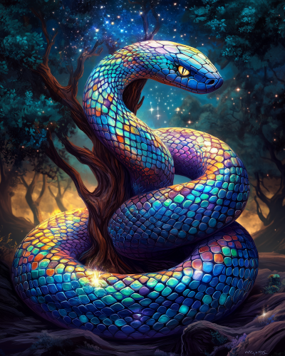 Mystical Serpent and Stars