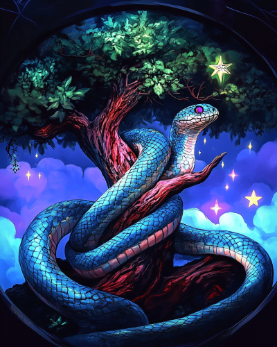 Mystical Serpent and Stars