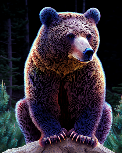 Neon Gradient Spiritual Bear Illustration