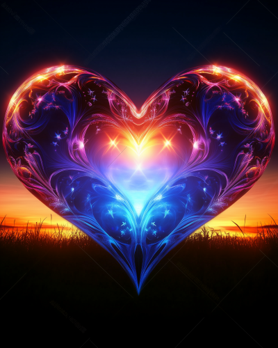 Neon Gradient Heart and Stars